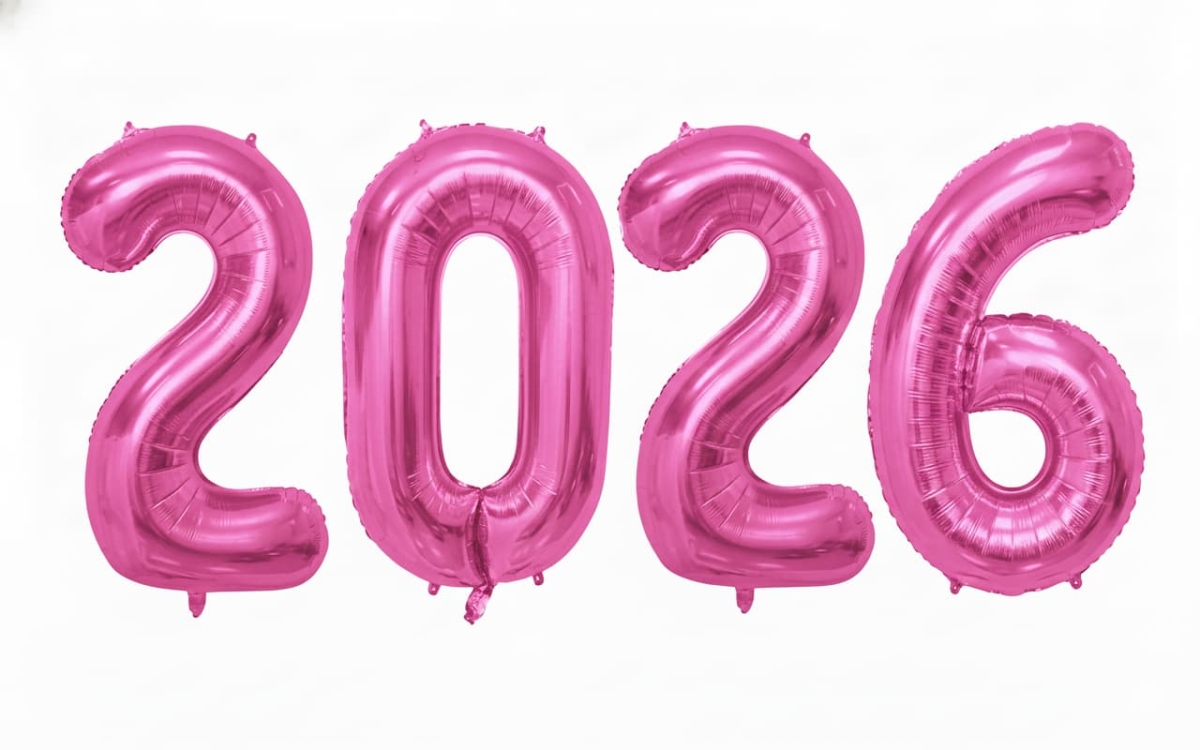 Pink Numbers New Year 2026 Balloons
