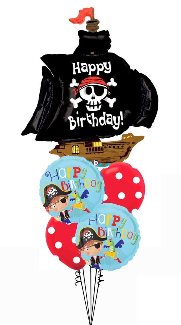 Pirate Happy Birthday w Polka dots 