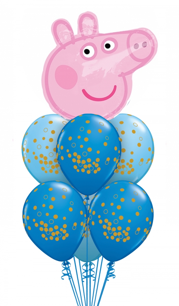 Plenty of Blue Peppa Balloon Bouquet