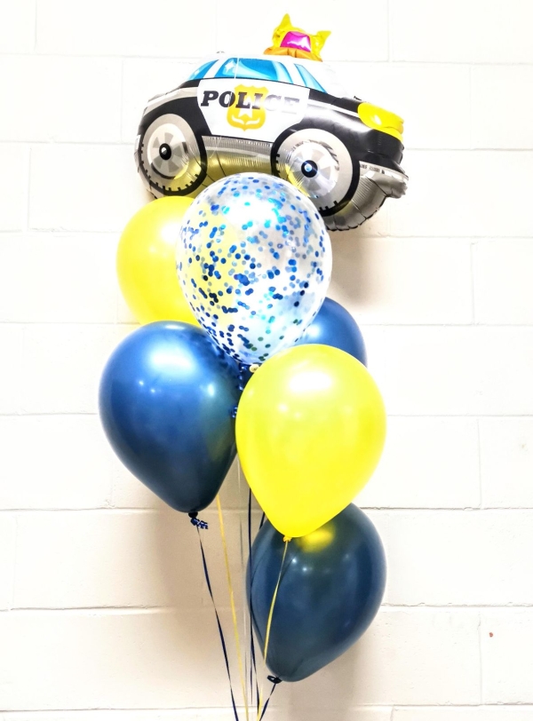 Police Confetti Car Celebration Balloon Bouquet