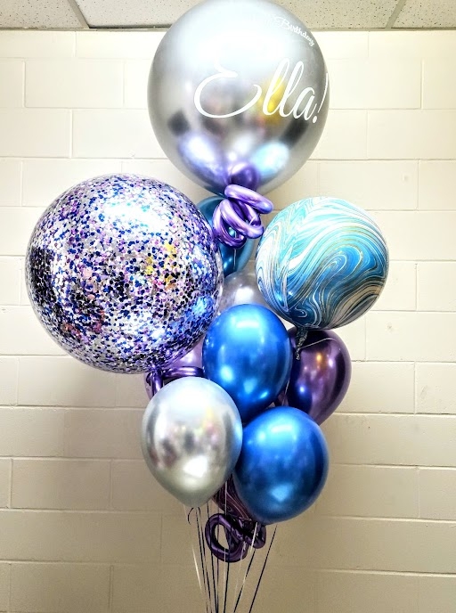 Purple, Blue & Silver Shimmering Supreme Birthday Bouquet 