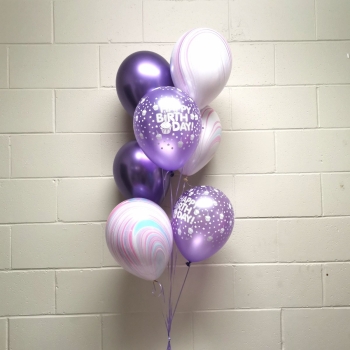 Purple Marble Birthday Balloon Bouquet 