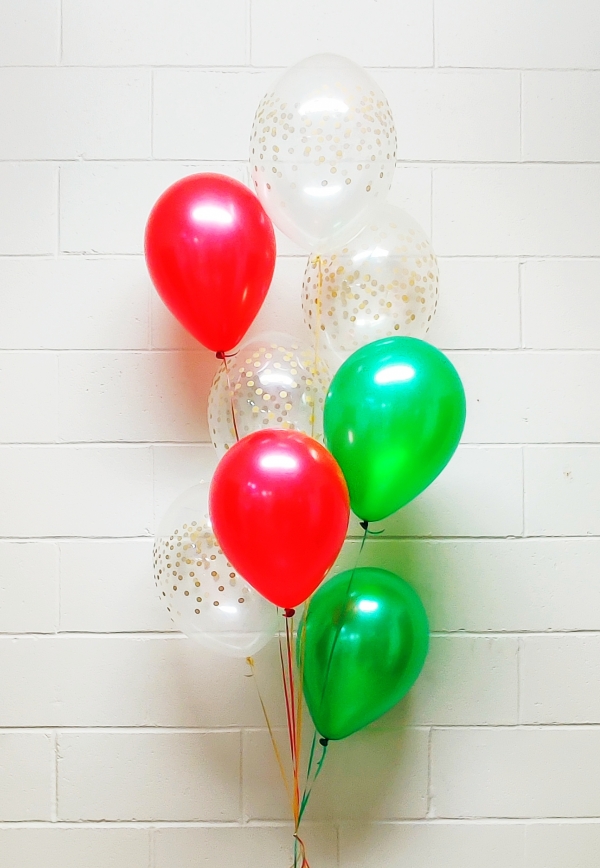 Red And Green Balloon Bouquet of 8
