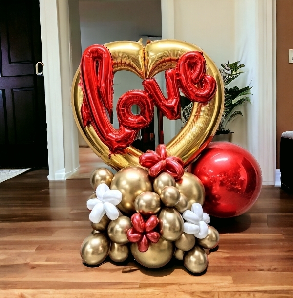 Red & Gold Love Extravaganza Air Filled Balloon Decoration