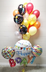 Red Orange and Yellow Birthday Balloon Bouquet Set