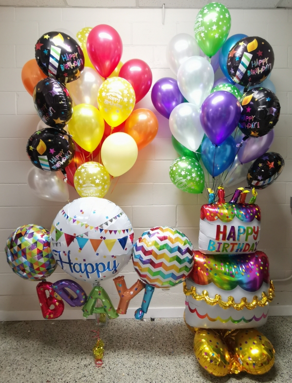 Red Orange Yellow Green Blue And Purple Birthday Balloon Bouquet Set