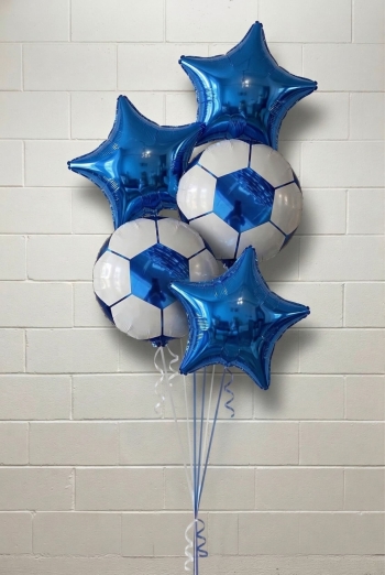 Blue Soccer Balls and Stars Latex-Free Bouquet