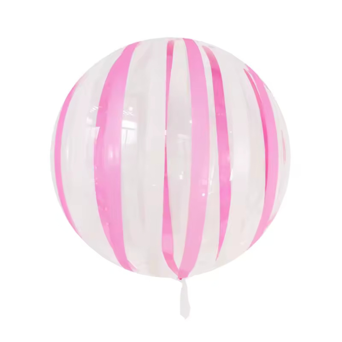 18" Red and Pink Striped Clear Bubble Air-Fill