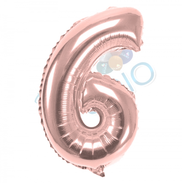 Rose Gold Balloon Number 6