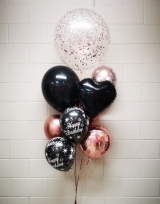Rose gold & Black Heart Birthday Bouquet
