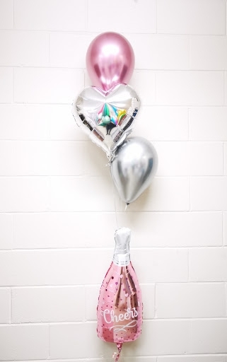 Rose Gold Champagne Heart Balloon Bouquet