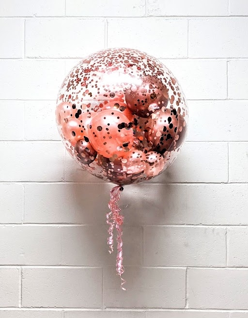 Rose Gold Confetti 36 Inch Gumball Bubble	
