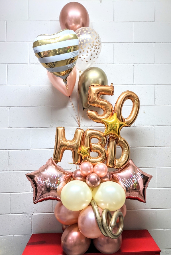 Rose Gold & Custom Print Structure & Bouquet Set