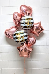 Rose Gold Happy New Year Stars & Hearts Bouquet