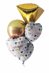 Rose Gold Hearts and Gold Diamondz Bouquet