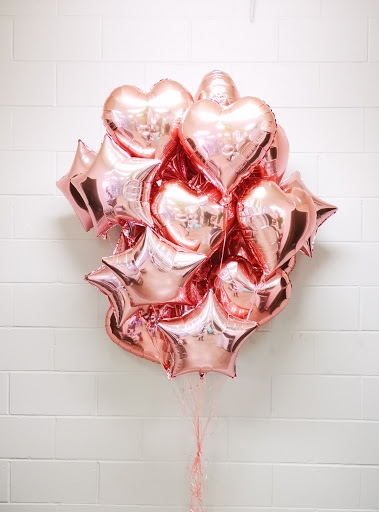 Rose Gold Hearts and Stars Balloon Bouquet