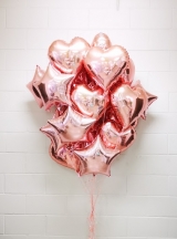 Rose Gold Hearts and Stars Balloon Bouquet