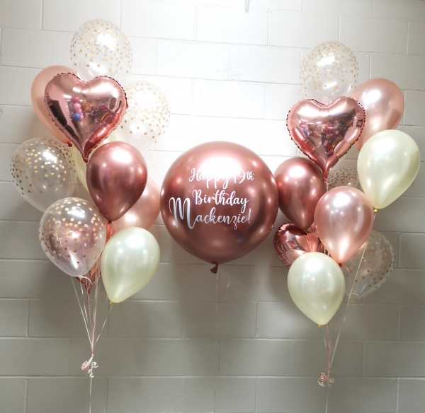 Rose Gold Love Custom Print Bouquet Set In White