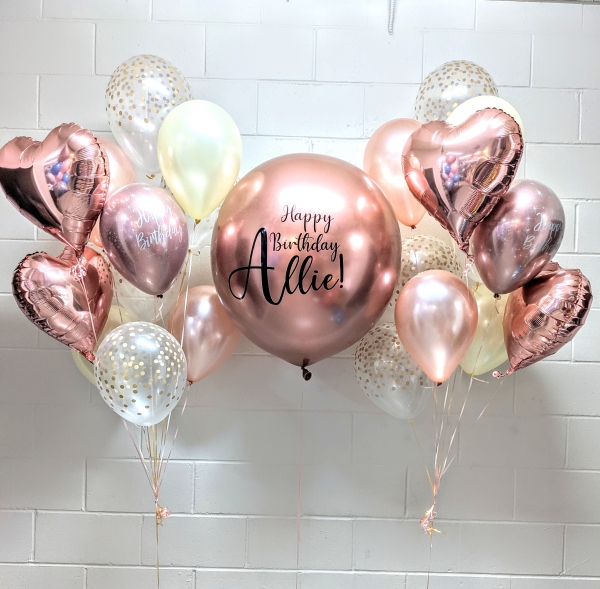 Rose Gold Love Custom Print In Black Bouquet Set