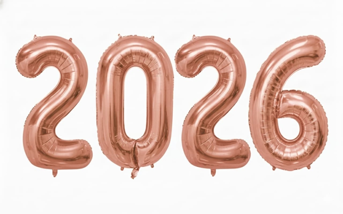 Rose Gold Numbers New Year 2026 Balloon