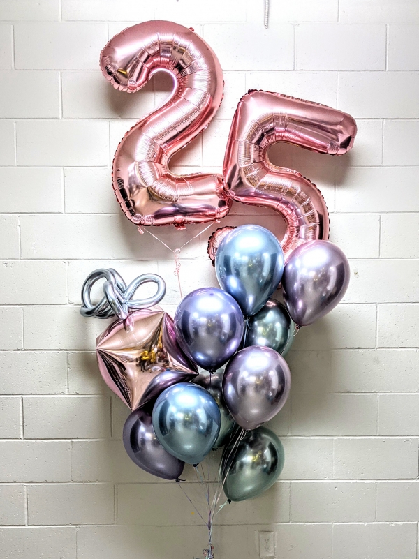 Rose Gold Opalescent Magnificence Gift Balloon Bouquet