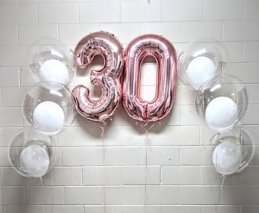 Rose Gold Pick an Age Behind Crystal Bubble Celebration Balloon Set