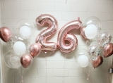 Rose Gold Pick an Age Elegant Crystal Bubble Confetti Celebration Balloon Set	
