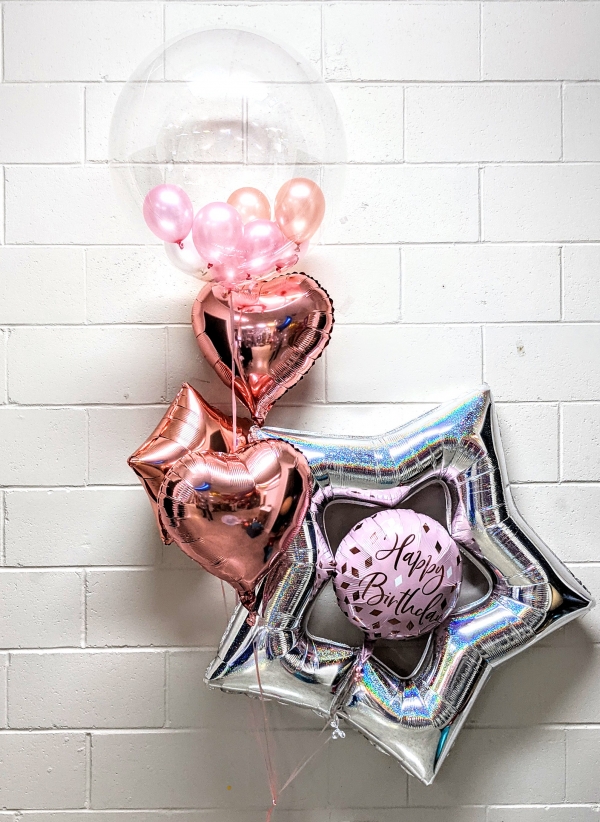 Rose Gold Star & Bubble Birthday Bouquet