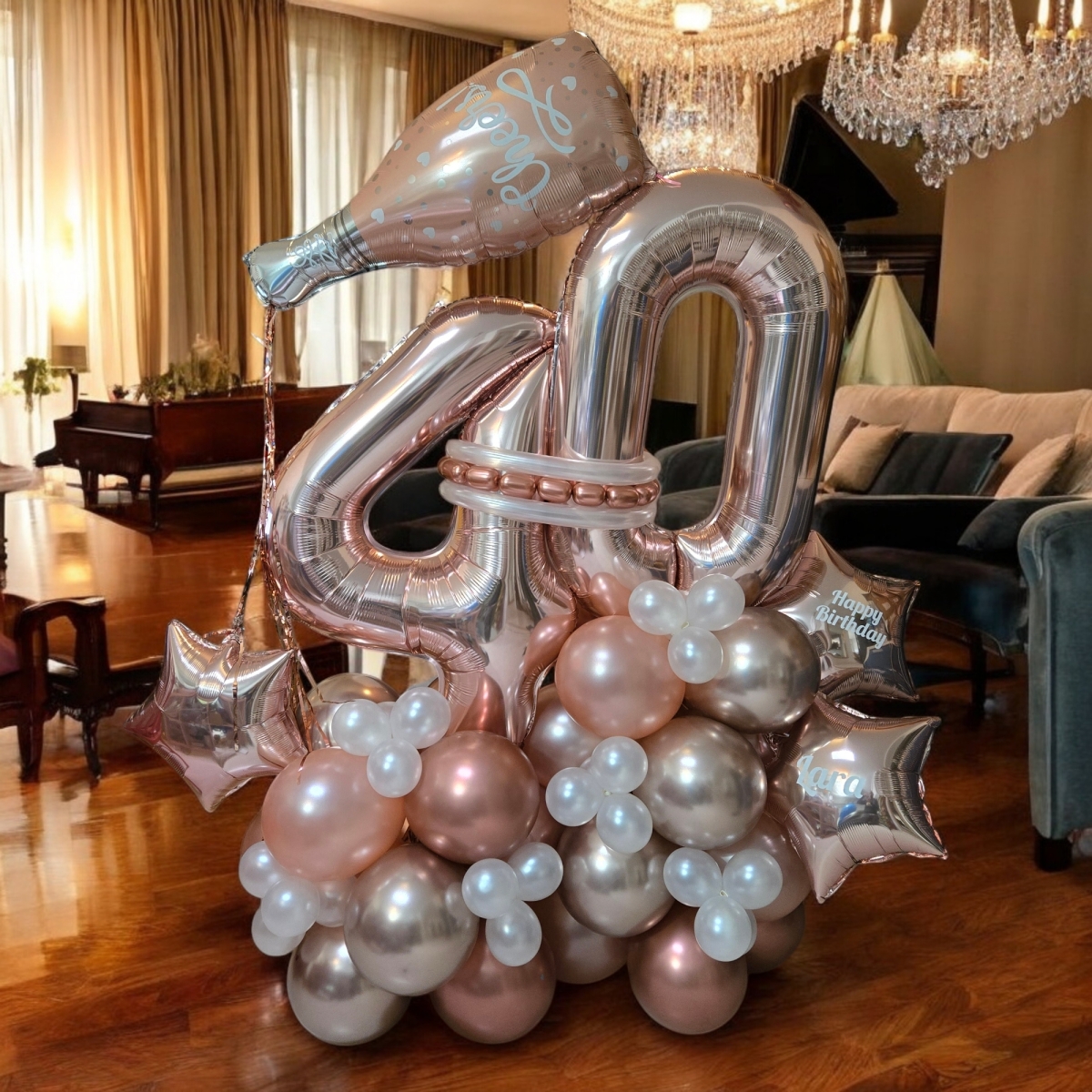 Rose Gold Champagne Stand Up With Custom Print