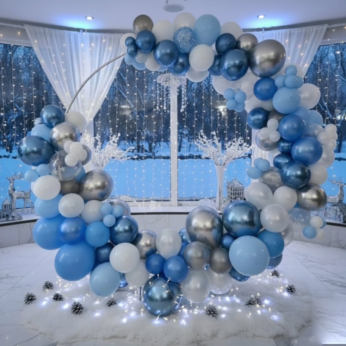 [8x8FT] Winter Chilly Round Backdrop Balloon Garland - Indoor