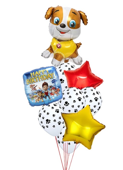 Rubble Paw Patrol Happy Birthday Balloon Bouquet