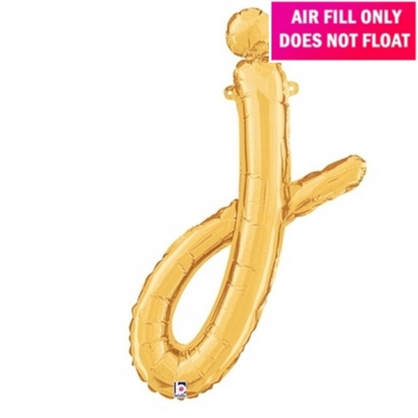 Script Letter Gold Balloon - Letter j