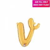 Script Letter Gold Balloon - Letter v
