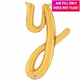 Script Letter Gold Balloon - Letter y