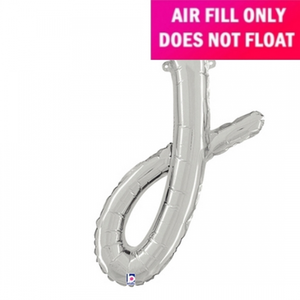 Script Letter Silver Balloon - Letter j