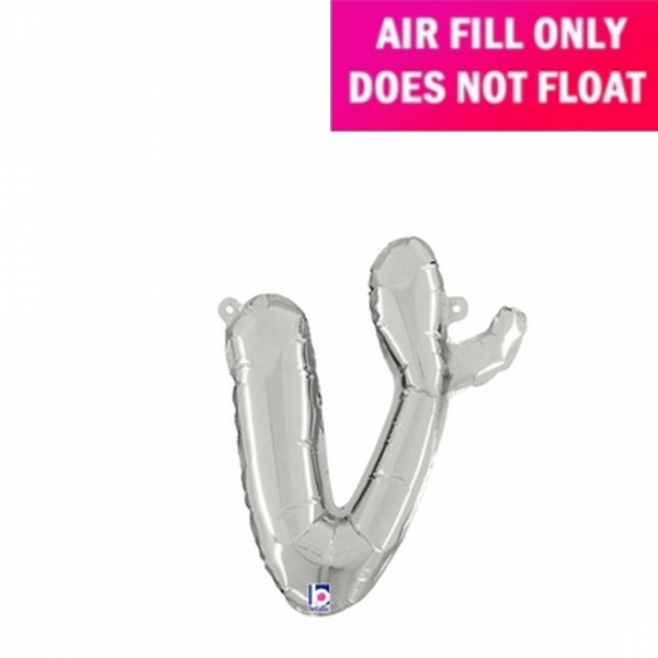 Script Letter Silver Balloon - Letter v