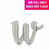 Script Letter Silver Balloon - Letter w