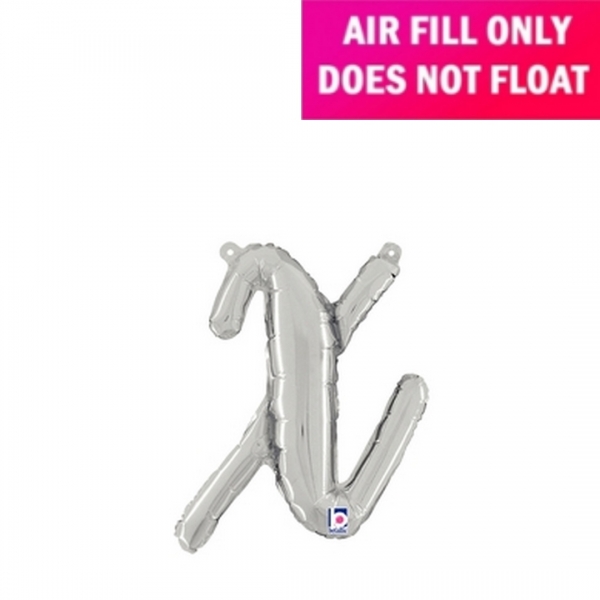 Script Letter Silver Balloon - Letter x