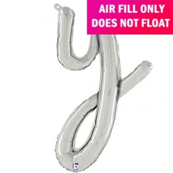 Script Letter Silver Balloon - Letter y