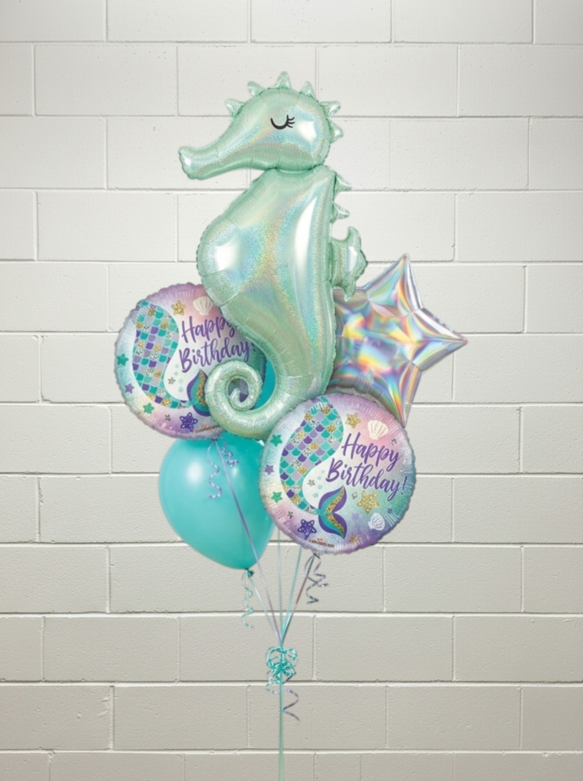 Seahorse Undersea Mermaid Birthday Wishes Balloon Bouquet
