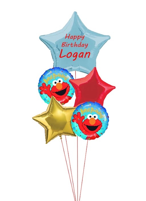 Sesame Street Elmo Custom Print Birthday Balloon Bouquet 
