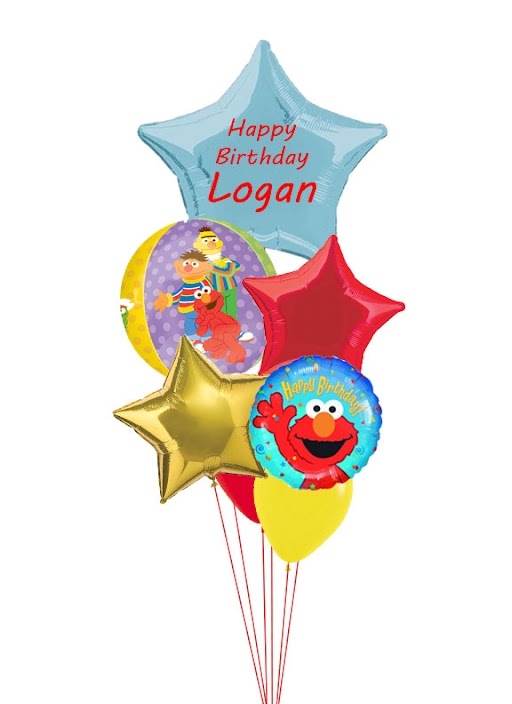 Sesame Street Elmo Friends Birthday Custom Print Balloon Bouquet