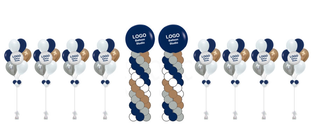 [SET OF 10] Custom Printed Logo (2) Columns and (8) Bouquets