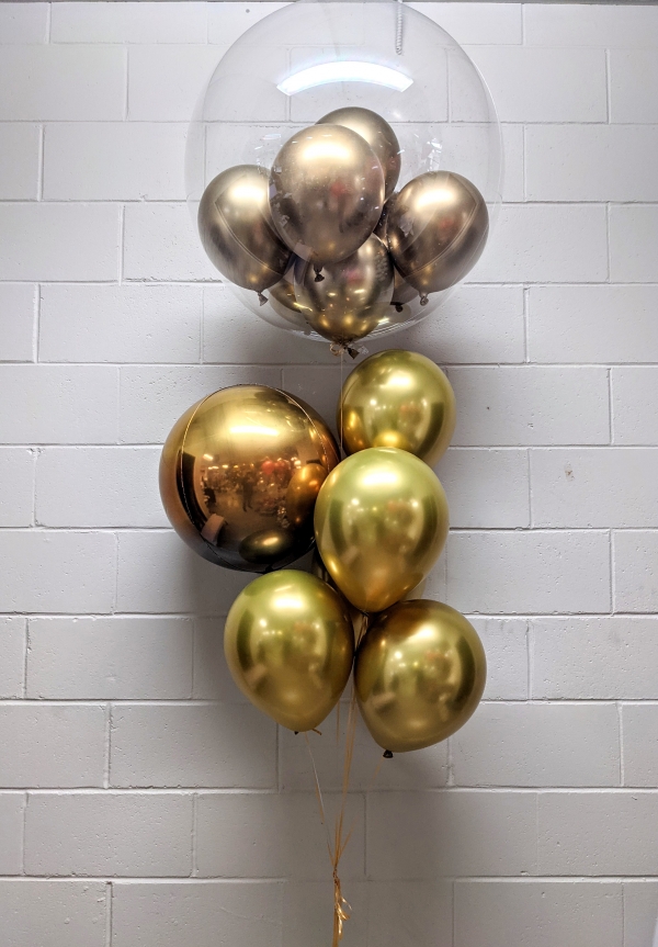 Shades Of Gold Bubble Balloon Bouquet