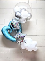 Shining Star & Pink or Blue Heart Balloon Bouquet