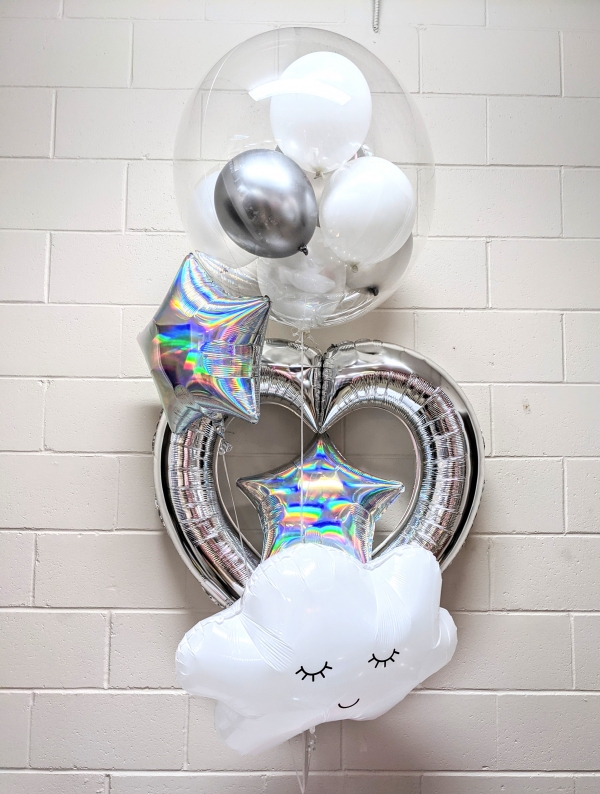 Shining Star & Silver Heart Balloon Bouquet	