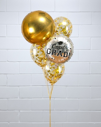 Shiny Congrats Silver Grad Balloon Bouquet