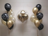 Shiny Supreme Fantasy Gold and Black Happy Birthday Custom Name Set