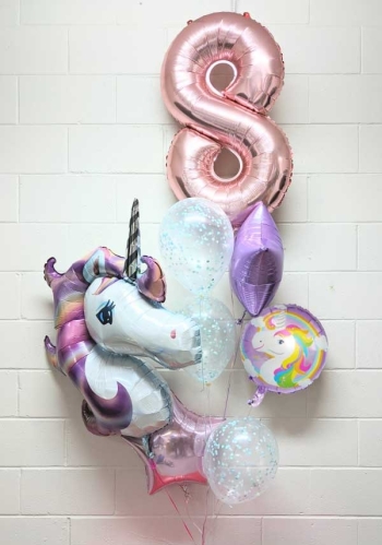 Shiny Unicorn Pick An Age Balloon Bouquet