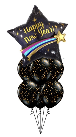 Shooting star balloon bouquet with 6 latex balloons